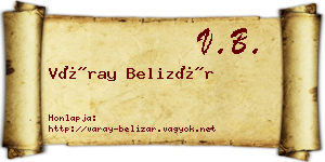 Váray Belizár névjegykártya